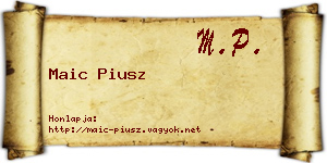 Maic Piusz névjegykártya
